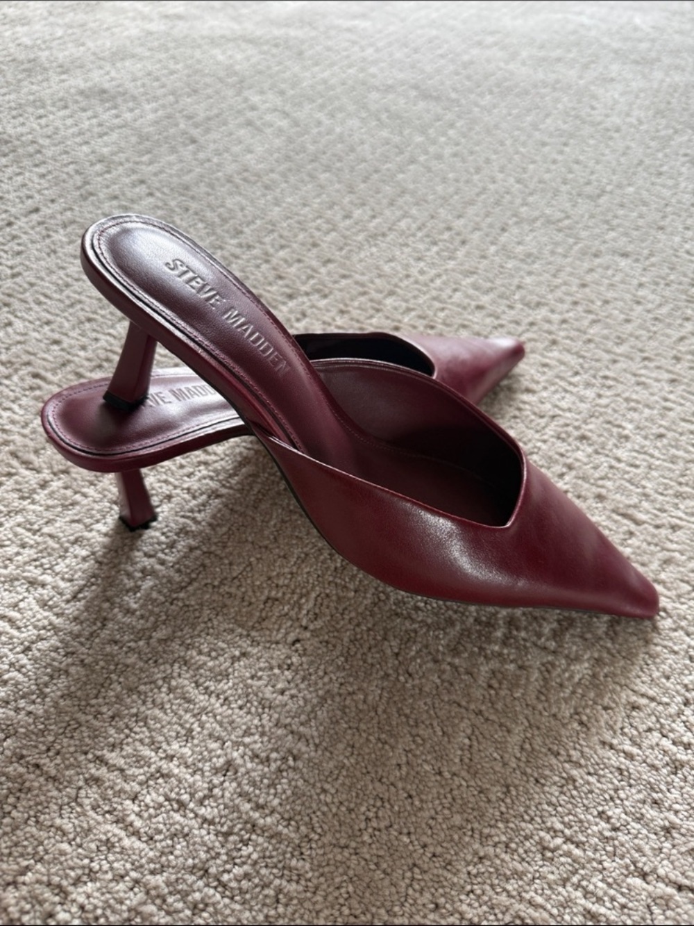 Steve Madden Burgundy Pointed-Toe Stiletto Mules